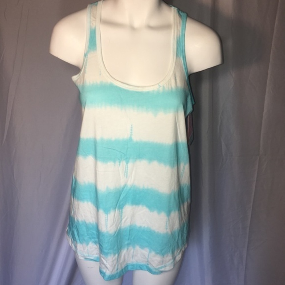 Isomiax Teal and white tie dye tank top